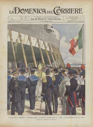 Le lancement du cuirassé Benedetto Brin à Castellamare le 7 courant, la bénédiction donnée par le clergé